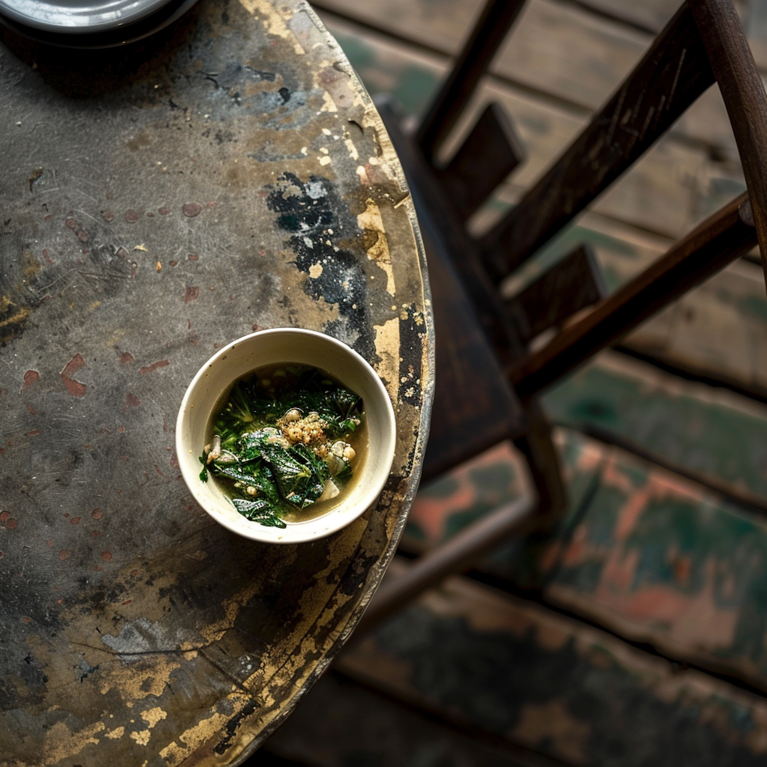 Rustic Meal on a Weathered Wooden Table