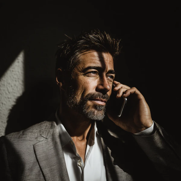 Man on Phone Close-Up