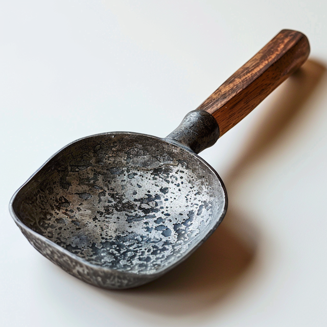 Vintage Metal Ladle Close-Up