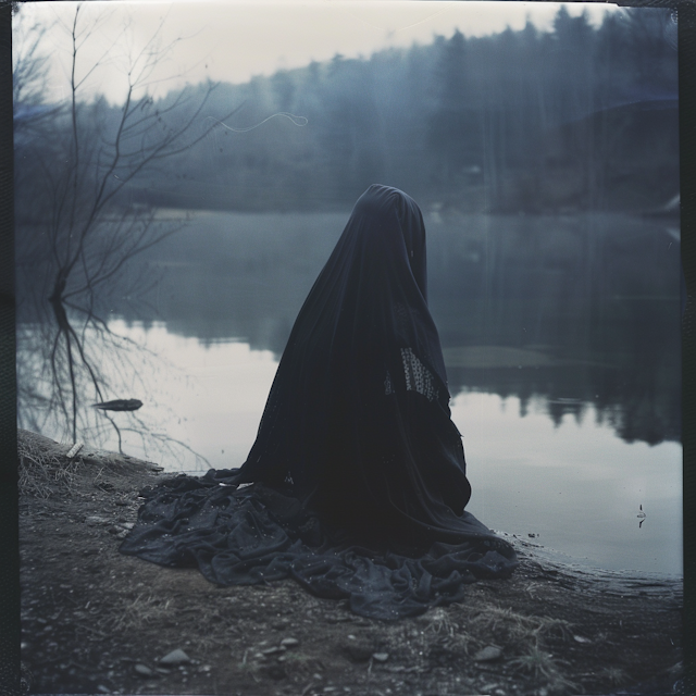 Enshrouded Figure By The Lake