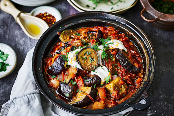 Colorful Aubergine and Tomato Dish