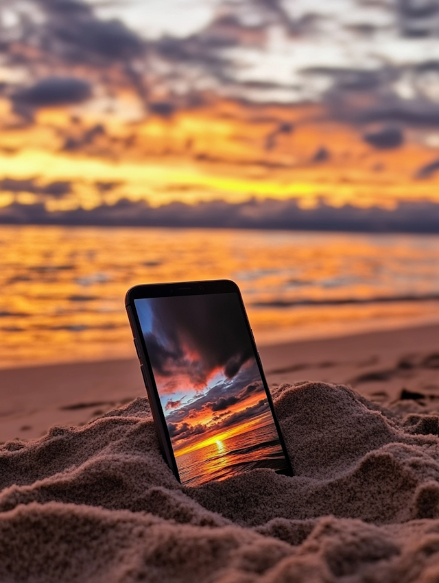 Sunset Smartphone on Beach