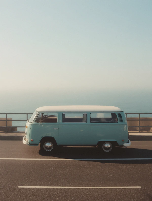 Vintage Van by the Coast
