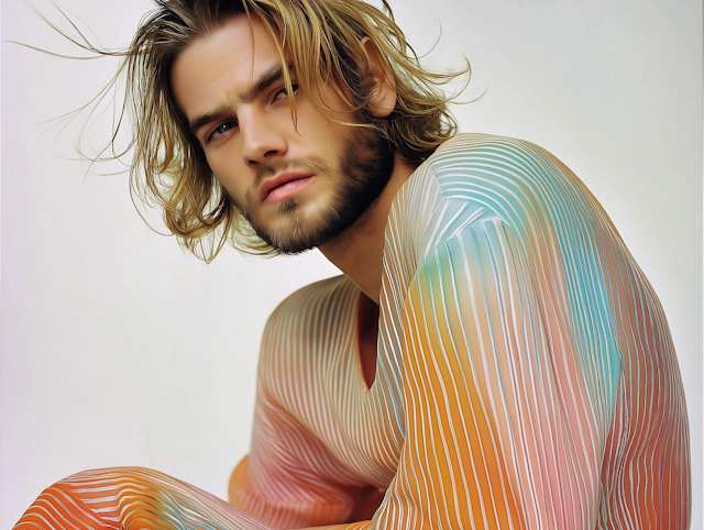 Contemplative Young Man in Colorful Shirt