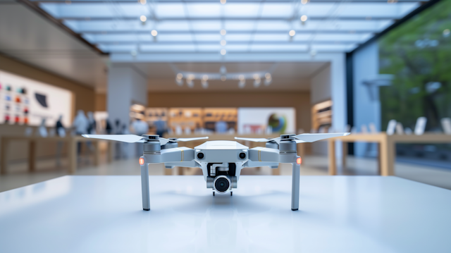 Modern Quadcopter Drone in Retail Environment