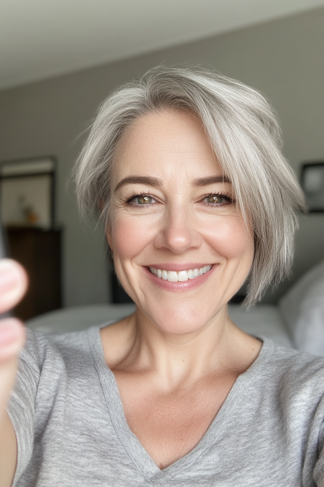 Cheerful Silver-Haired Person