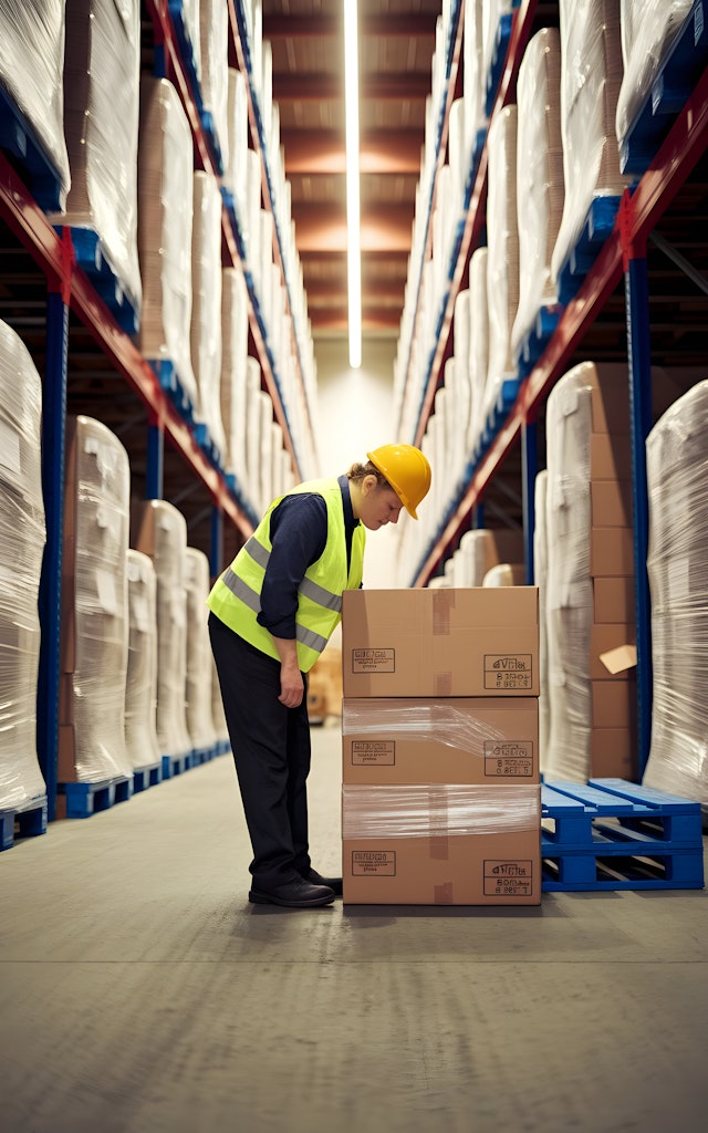 Warehouse Worker Inspecting