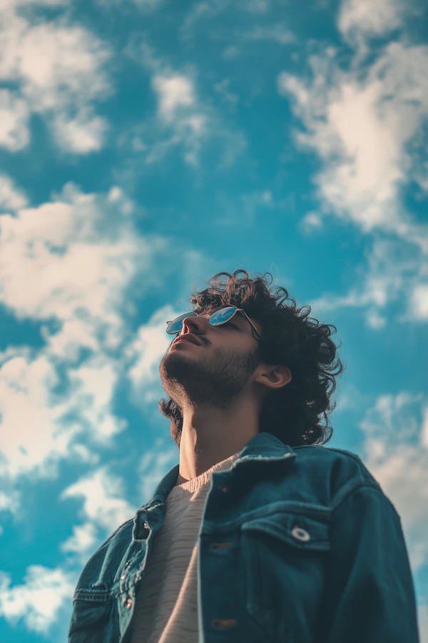 Contemplative Young Man Under the Sky