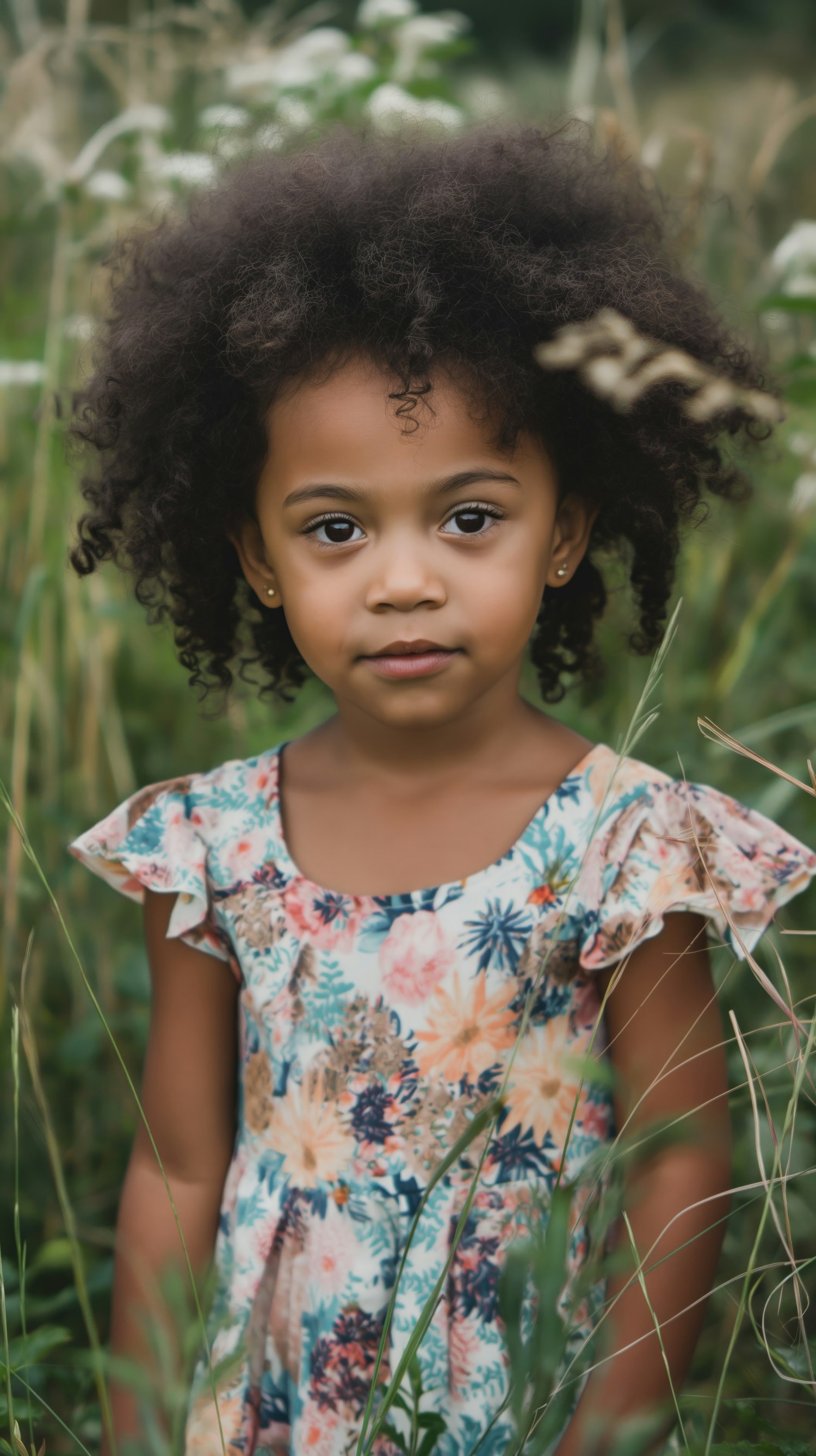 Serene Child in Wild Grasses