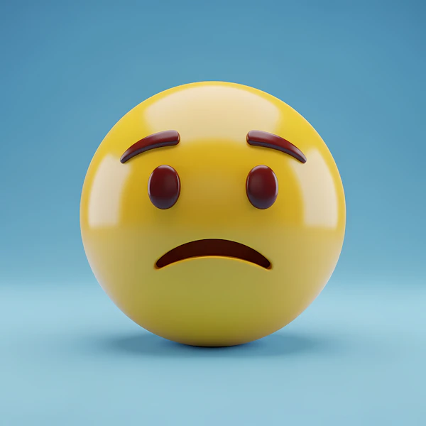 Sad Emoji on Blue
