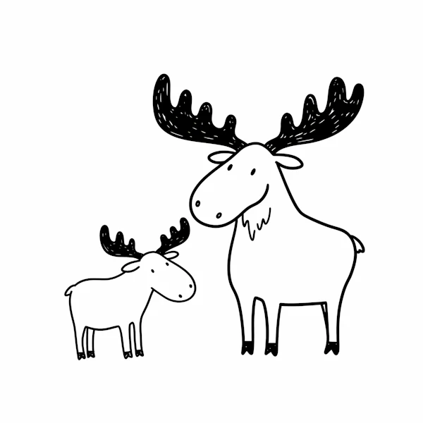 Cartoon Moose Duo