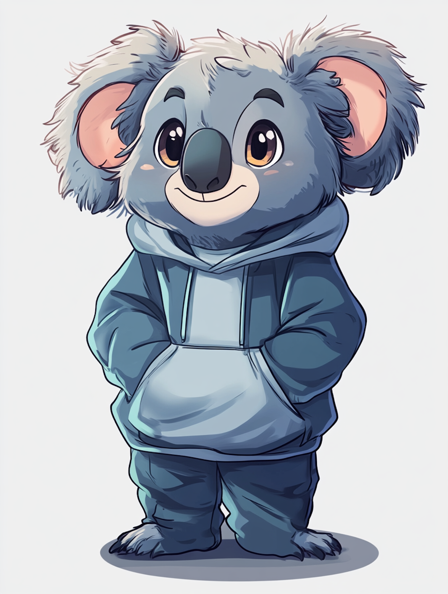 Cartoon Koala in Blue Hoodie