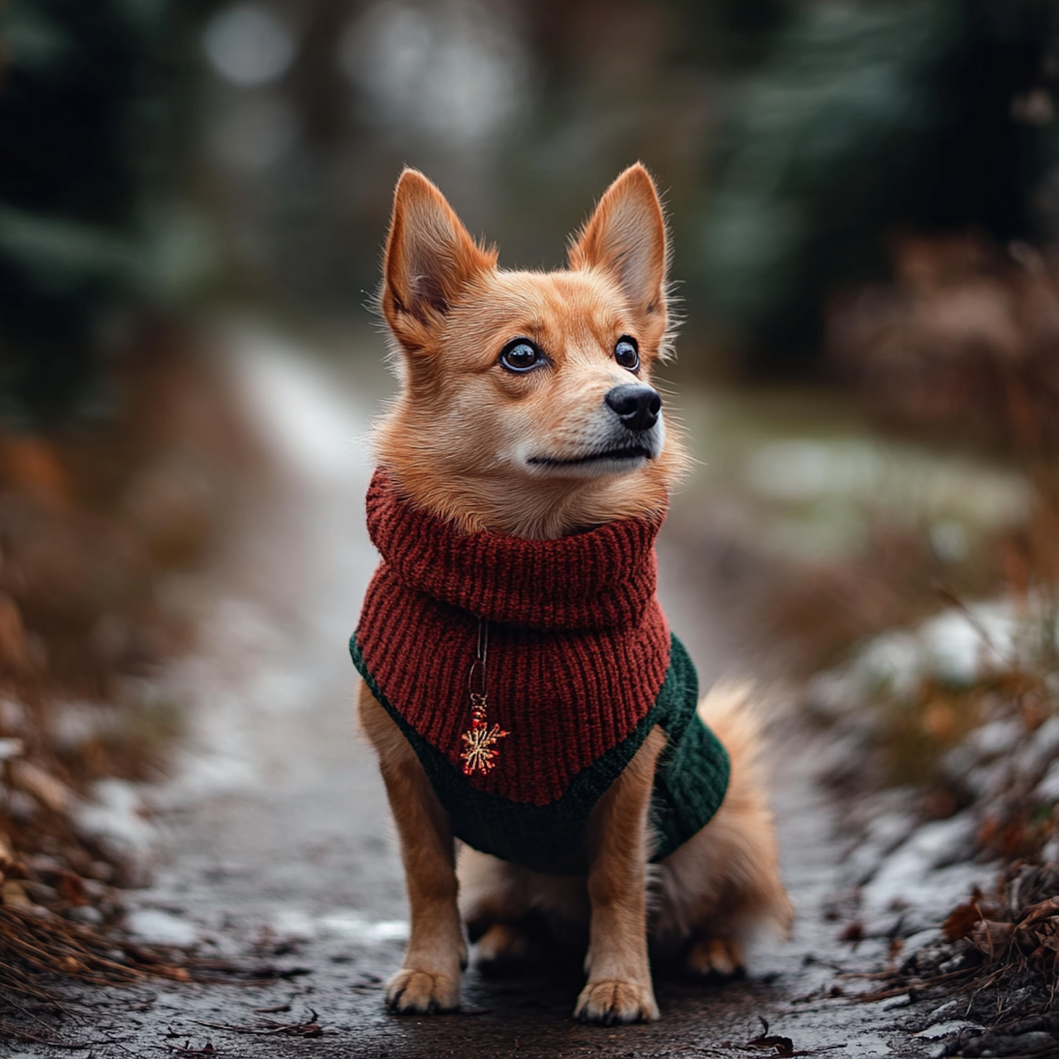 Charming Dog in Festive Sweater