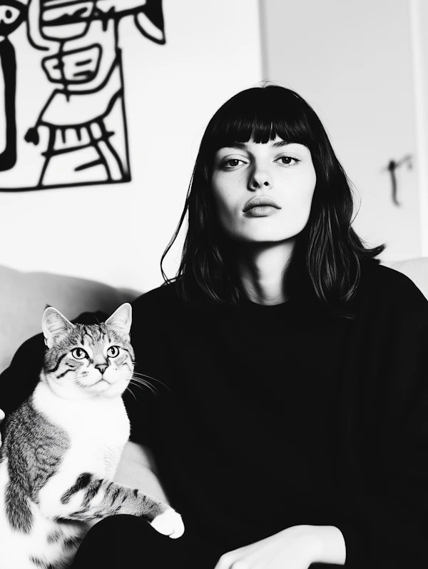 Woman and Cat Portrait