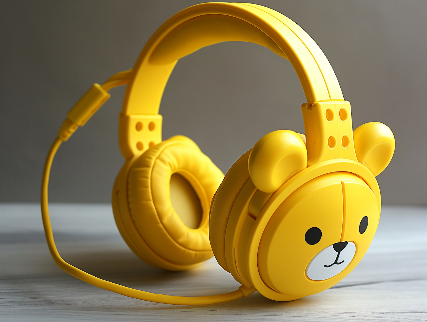 Whimsical Bear-Design Yellow Headphones