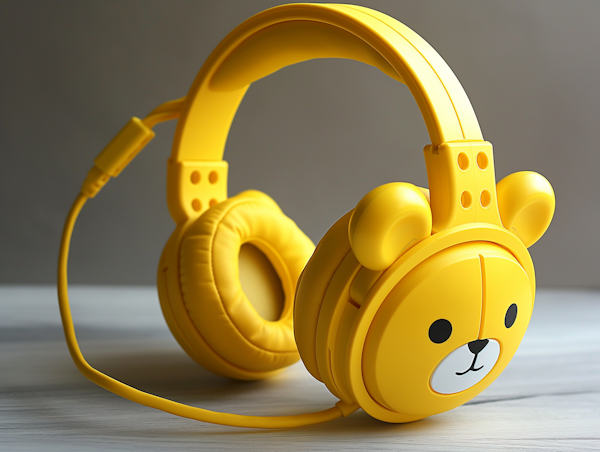 Whimsical Bear-Design Yellow Headphones