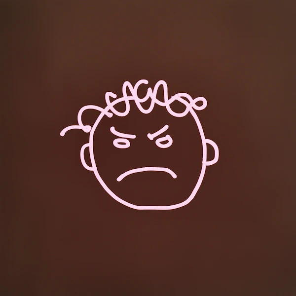 Angry Face Line Drawing
