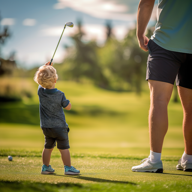 Child and Adult on Golf Course