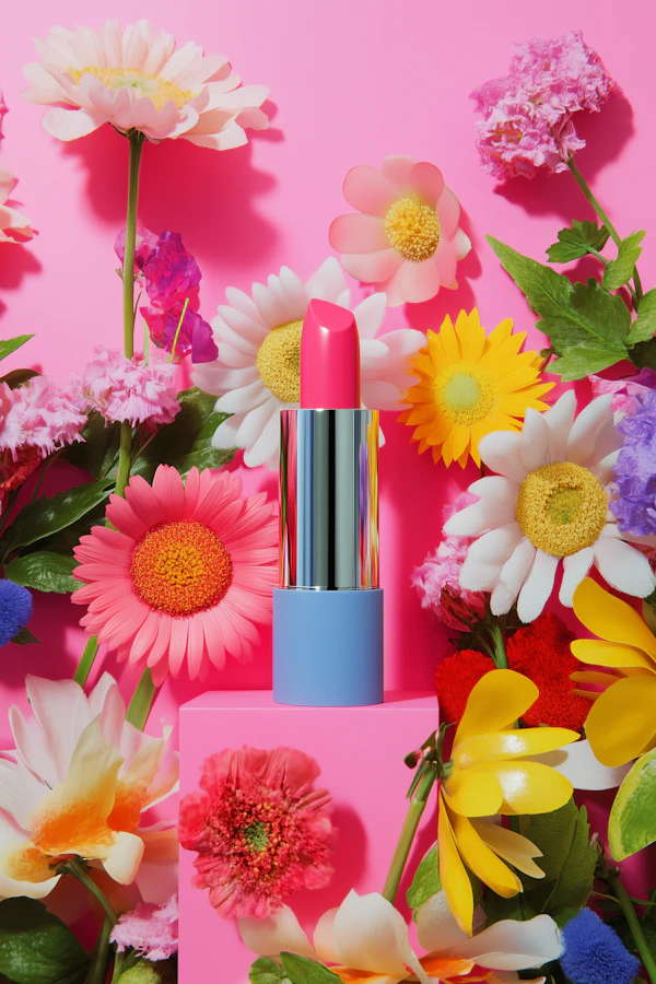 Pink Lipstick & Flowers