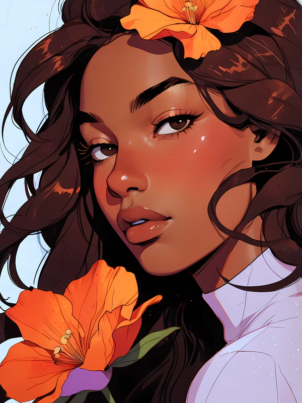 Serene Woman with Orange Flower