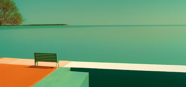 Solitary Bench by the Sea