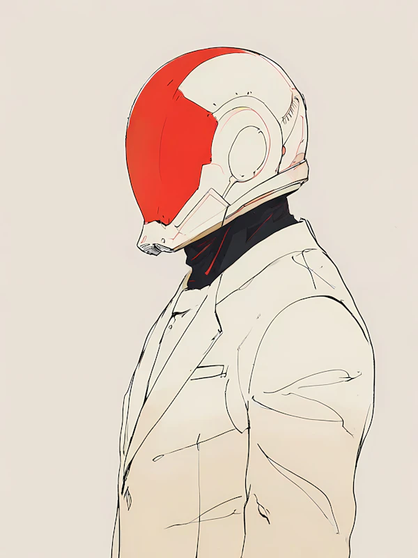 Futuristic Figure in White Suit
