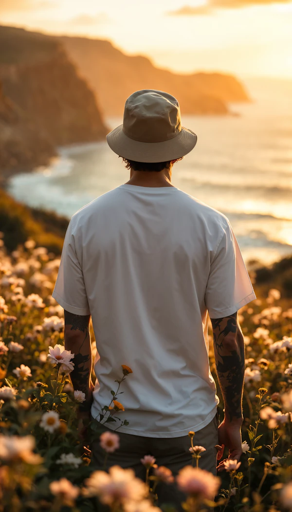 Man in Wildflower Field