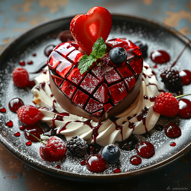 Artistic Heart-Shaped Dessert