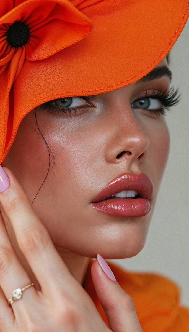 Close-up of Woman with Orange Hat