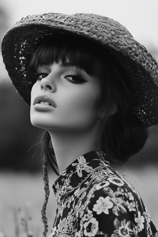 Serene Woman in Woven Hat
