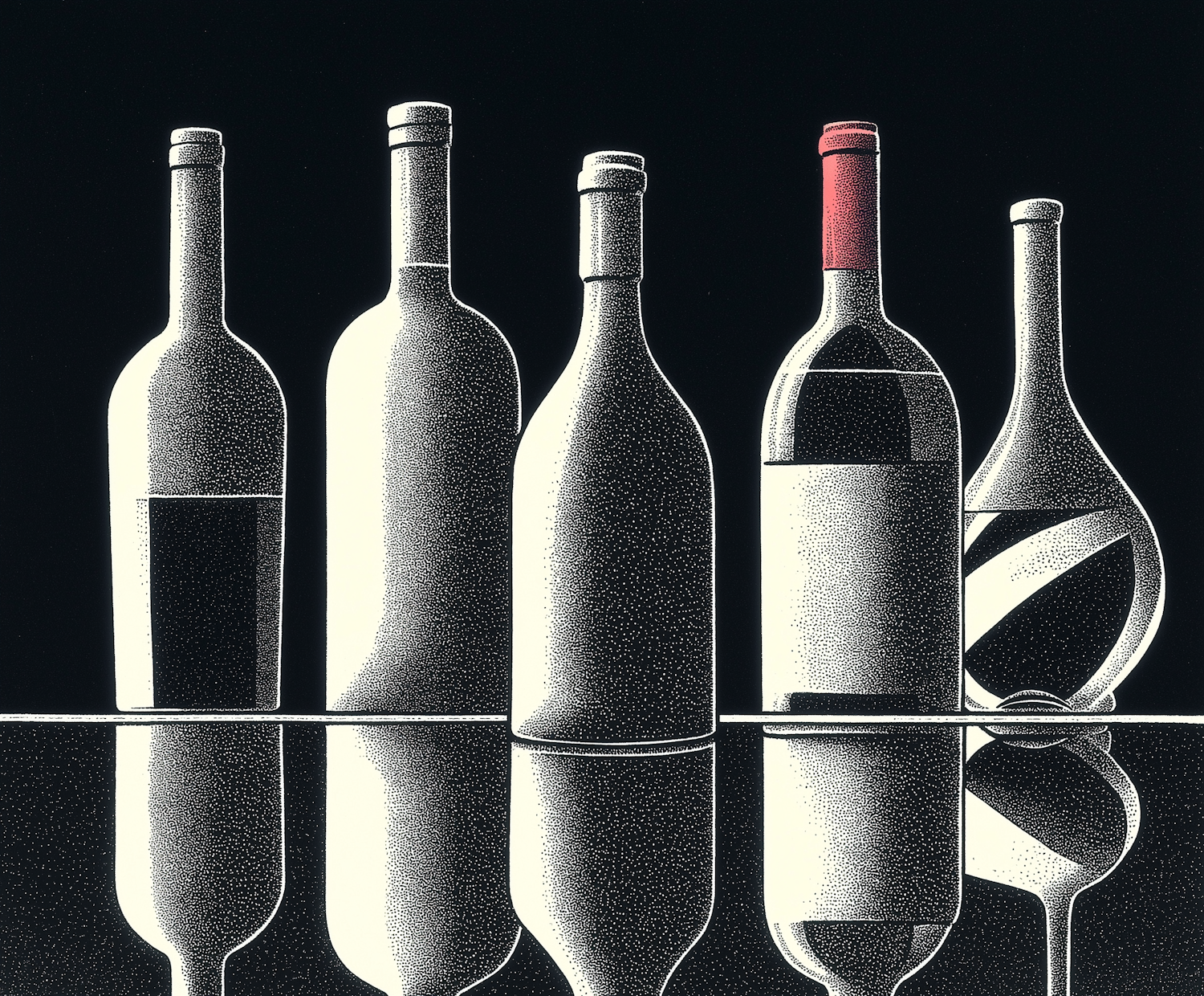 Stylized Bottles in Black and White