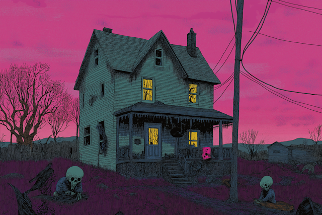 Eerie House Under Pink Sky