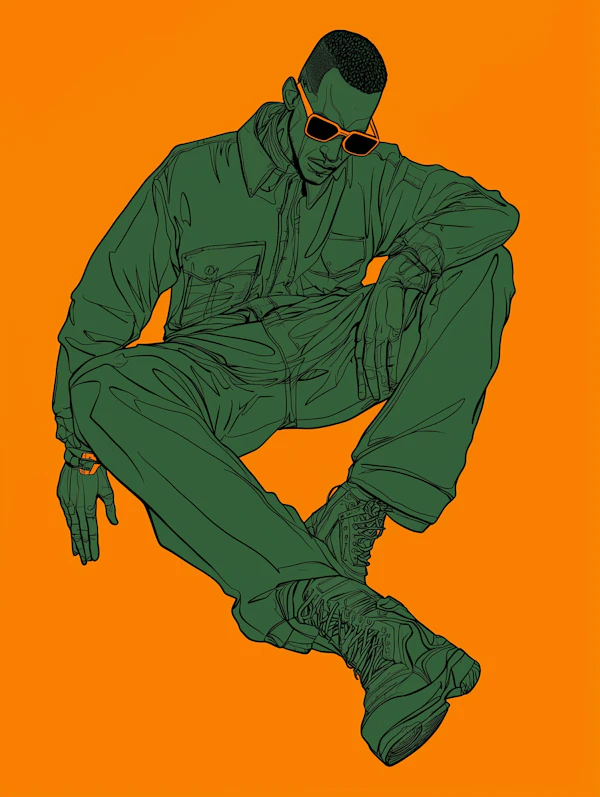 Stylized Person in Green Outfit