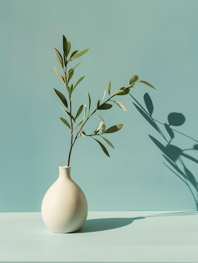 Artistic Still Life with Vase and Greenery