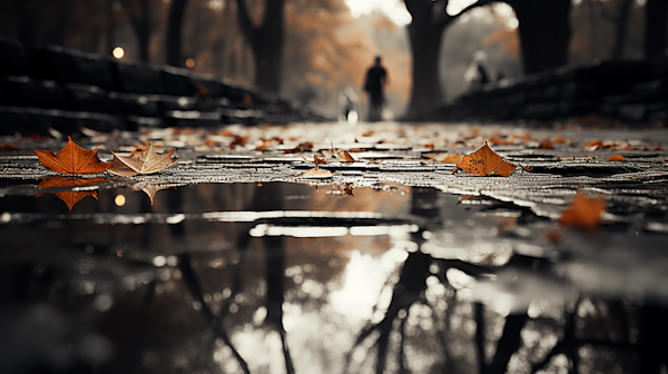 Autumn Reflections on Rain-Soaked Path