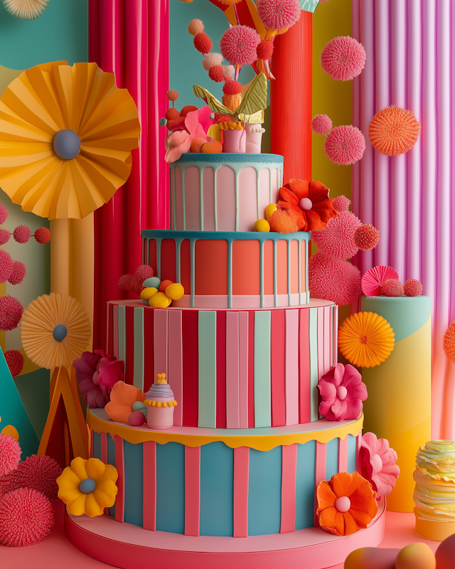 Vibrant Multi-Tiered Cake