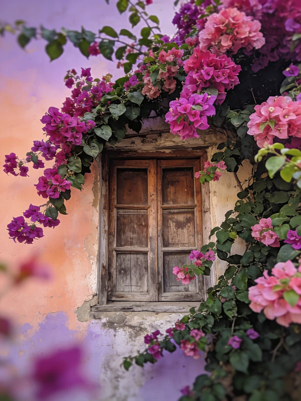 Bougainvillea Window Scene