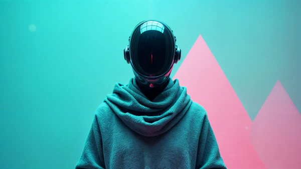 Futuristic Figure with Reflective Helmet