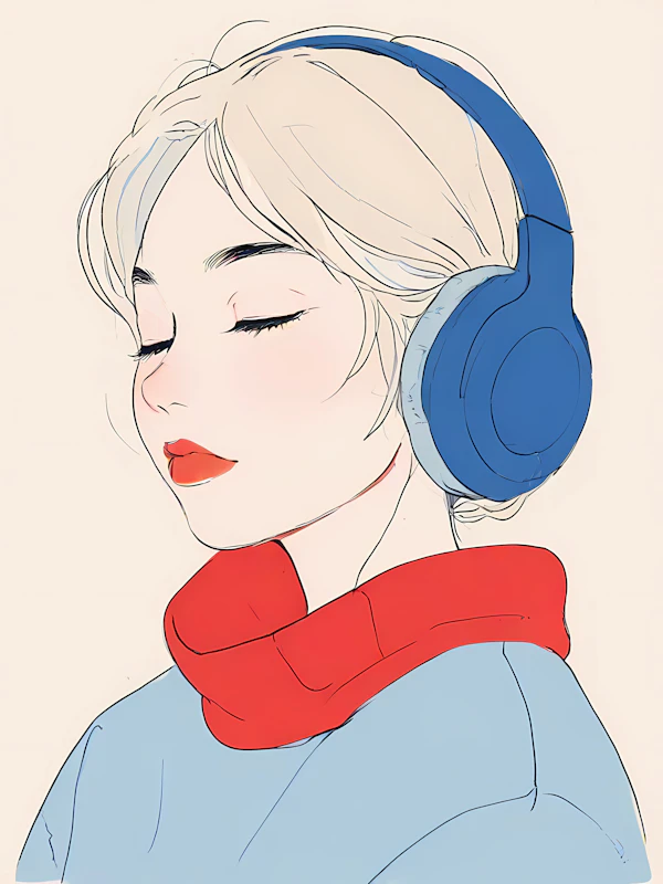 Serene Person with Headphones