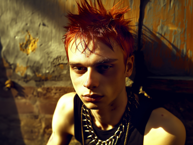 Fiery Red Haired Young Man with Intense Gaze