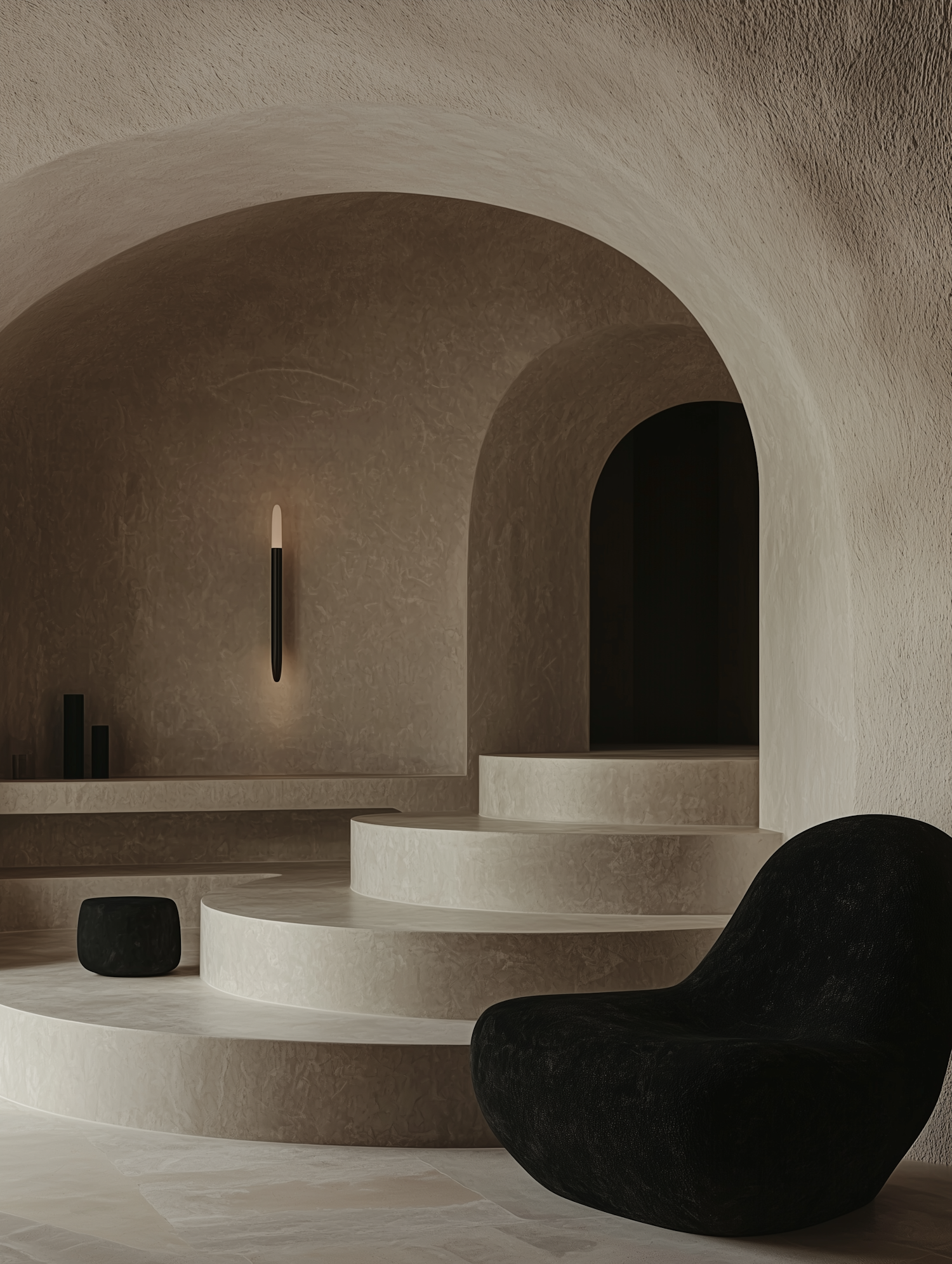 Minimalist Interior with Curved Architecture