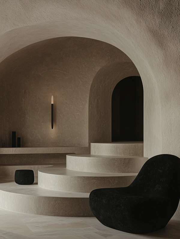 Minimalist Interior with Curved Architecture