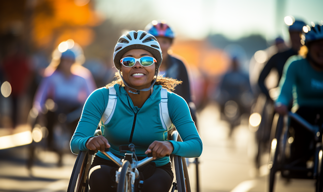 Joyful Cyclist in Sunshine