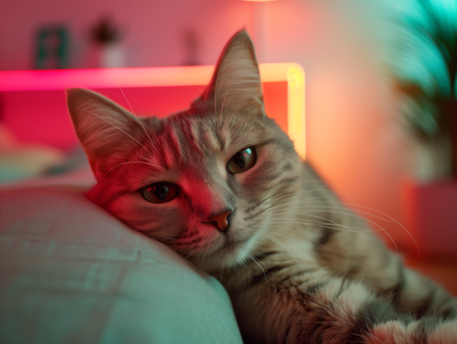 Cozy Cat in Ambient Lighting