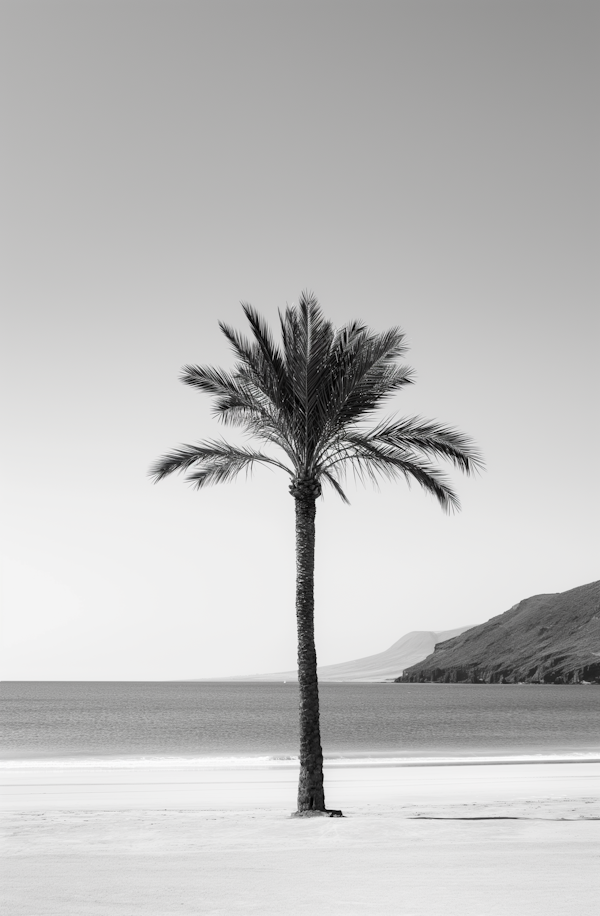 Solitary Palm Tree by the Sea