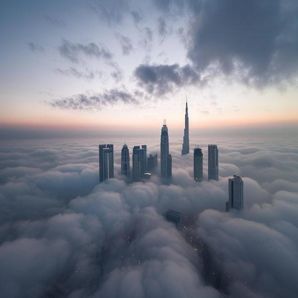 Skyscrapers Above Clouds at Dawn/Dusk