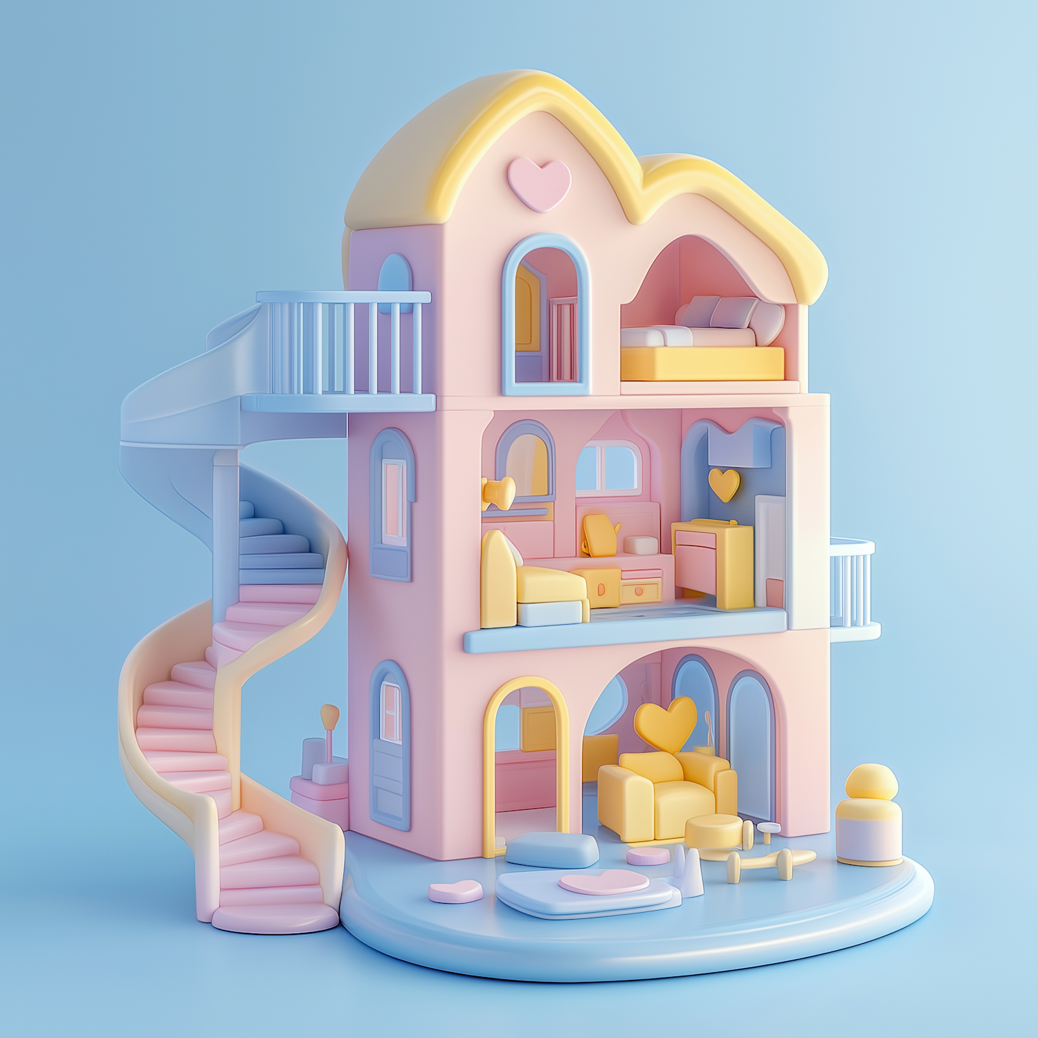 Pastel Dollhouse Illustration