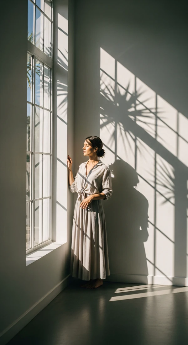 Contemplative Woman by Window
