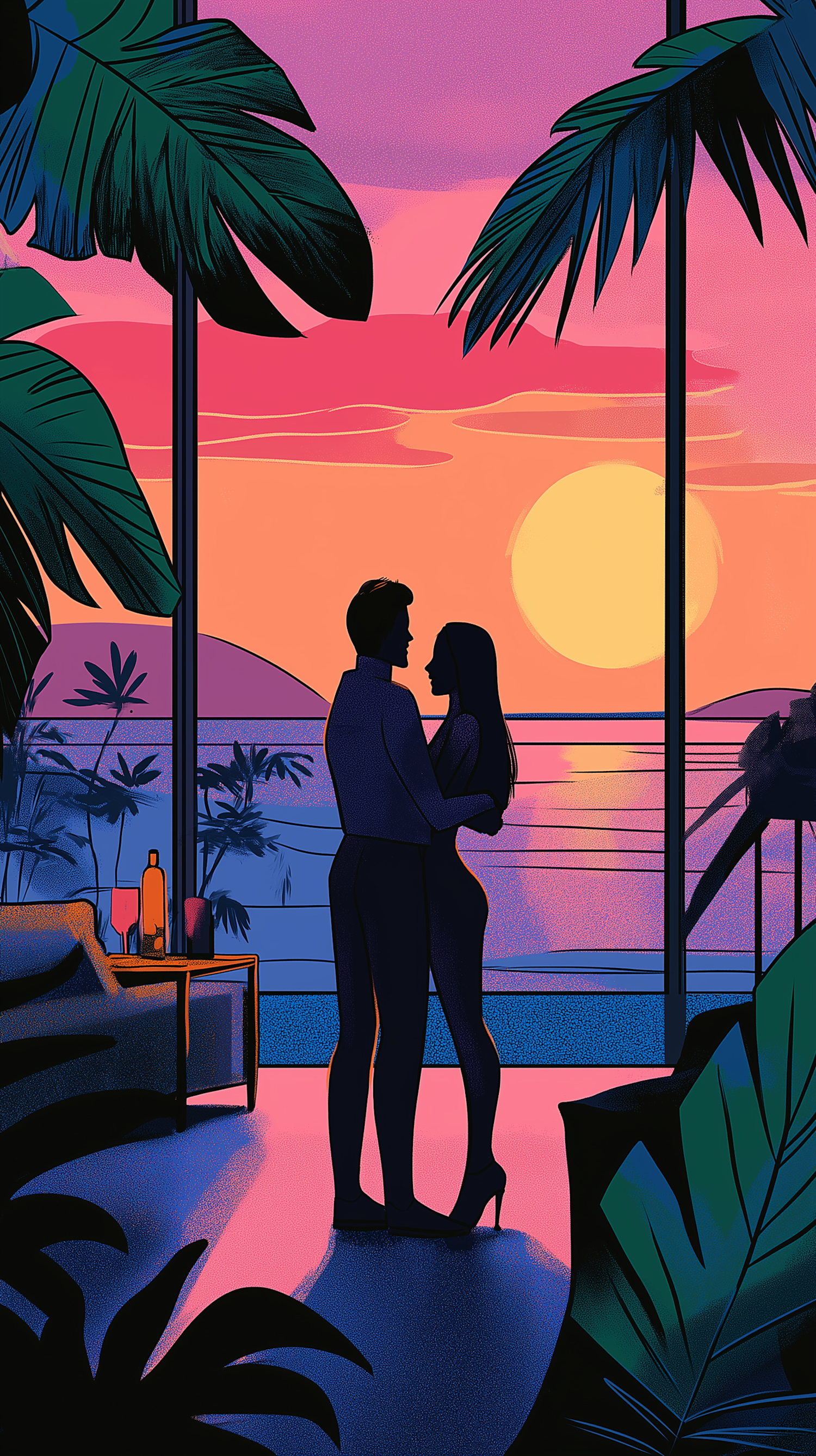 Tropical Sunset Embrace