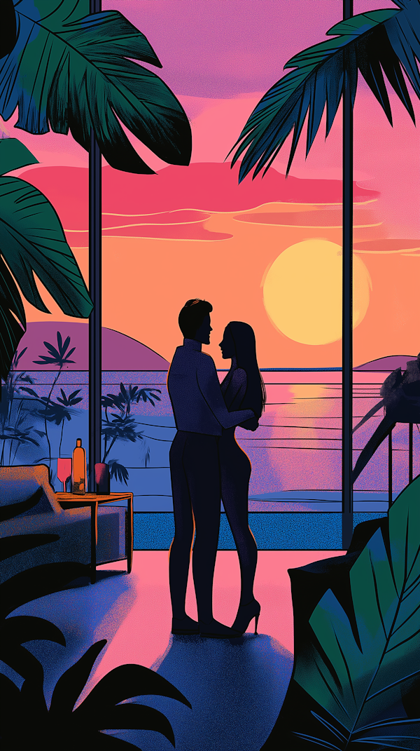 Tropical Sunset Embrace